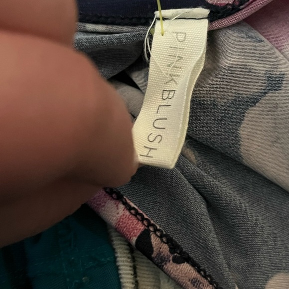 PinkBlush Surplice Dress Tie Belt Floral Navy XL Maternity - Picture 3 of 4